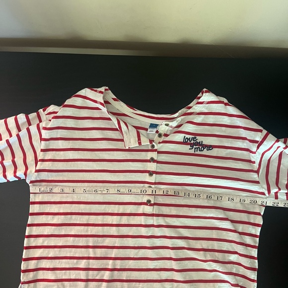 Old Navy Red White Stripe Loose Mariner Long-Sleeve Henley T-Shirt Sz M - Picture 5 of 13